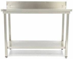 Stainless Steel Table - 140 x 70cm - Adjustable Height - with Backsplash