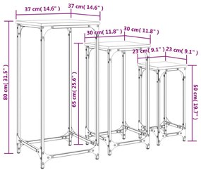 Τραπεζάκια Βοηθητικά Στοιβαζόμενα 3 τεμ. Γκρι Sonoma Επεξ. Ξύλο - Γκρι