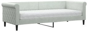 vidaXL Καναπές Κρεβάτι με Στρώμα Ανοιχτό Γκρι 80 x 200 εκ. Βελούδινος