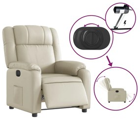 vidaXL Πολυθρόνα Ανακλινόμενη Ηλεκτρική Κρεμ από Συνθετικό Δέρμα