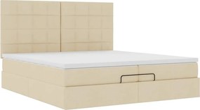vidaXL Οθωμανικό Κρεβάτι με Στρώματα Κρέμα 200x200cm Ύφασμα