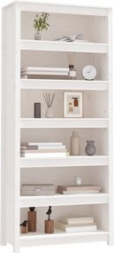 vidaXL Βιβλιοθήκη Λευκή 80x35x183 εκ. από Μασίφ Ξύλο Πεύκου