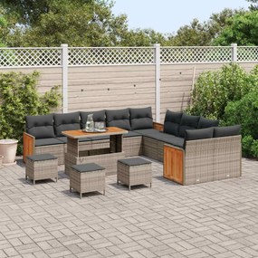 vidaXL Σετ Καναπέ Κήπου με μαξιλάρι 14 pcs Γκρι