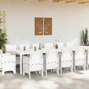 vidaXL 15 κομμάτια Σετ Τραπεζαρίας Κήπου με Μαξιλάρια Λευκό Ρατάν