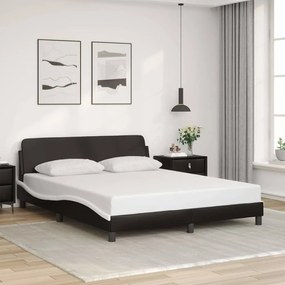 vidaXL Πλαίσιο Κρεβατιού Dover Μαύρο/Λευκό 160x200εκ Συνθ. Δέρμα