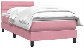 vidaXL Κρεβάτι Boxspring με Στρώμα Ροζ 100x210 εκ. Βελούδινο