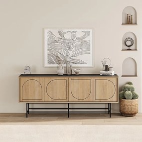 Μπουφές Joji Megapap χρώμα sapphire oak - silky black 186,8x40x77,6εκ.
