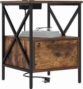 vidaXL Κομοδίνο 2 τεμ. Καπνιστό Δρύς 41,5 x 40,5 x 55 εκ.