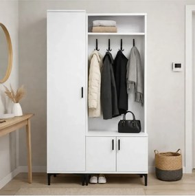 Stewehome Λευκή ντουλάπα μοντέρνου στιλ Λευκό 100x45x184 cm