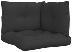 vidaXL Μαξιλάρια Παλέτας 3 τεμ. Μαύρα Υφασμάτινα