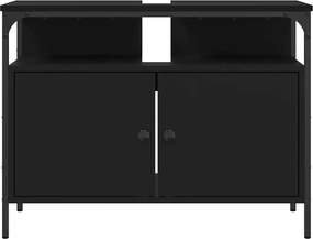 vidaXL Ντουλάπι Νιπτήρα Μπάνιου Μαύρο 80x30x60 εκ. Επεξεργασμένο Ξύλο