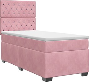 vidaXL Κρεβάτι box spring με στρώμα Ροζ 80 x 200 cm Βελούδο