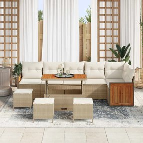 vidaXL Σετ Καναπέ Κήπου με μαξιλάρι 10 pcs Μπεζ και Κρέμα