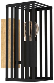 Φωτιστικό Τοίχου - Απλίκα Cidraz 390165 12x26,5cm 1xE27 Black-Brown Eglo Steel,Wood