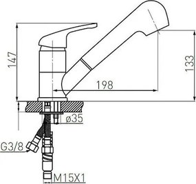 Ferro Freya BFR8S - Μπαταρία Κουζίνας Γρανίτη με Ντους