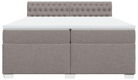 Κρεβάτι Boxspring με Στρώμα Taupe 200x200 εκ. Υφασμάτινο - Μπεζ-Γκρι