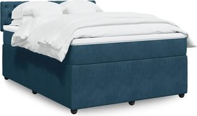 vidaXL Κρεβάτι Boxspring με Στρώμα Μπλε 160x200 εκ. Βελούδινο