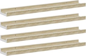 vidaXL Ράφια Τοίχου 4 τεμ. Λευκό και Sonoma Δρυς 60 x 9 x 3 εκ.