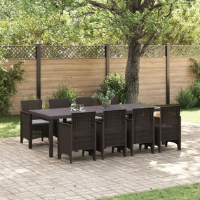 vidaXL Σετ Τραπεζαρίας Κήπου 9 pcs Καφέ 250 x 100 x 73 εκ