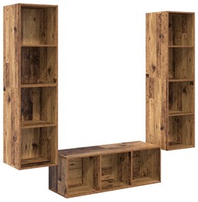 vidaXL Σετ Τηλεοπτικού Κάδου 3 pcs Παλαιό ξύλο 37 x 37 x 142.5 εκ