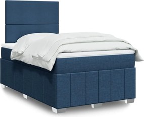 vidaXL Κρεβάτι Boxspring με Στρώμα Μπλε 120x200 εκ. Υφασμάτινο
