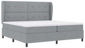 vidaXL Κρεβάτι Box Spring με Στρώμα - Ανοιχτό Γκρι, 200x200 εκ., Υλικό Ύφασμα