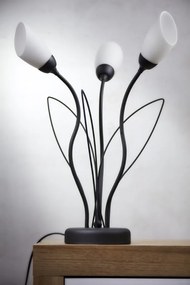 Επιτραπέζιο Φωτιστικό Gloriosa Φ35cm Μαύρο με Οπαλ Γυαλί