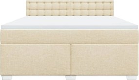 vidaXL Κρεβάτι Boxspring με Στρώμα Κρεμ 180x200 εκ. Υφασμάτινο