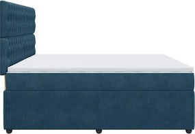 vidaXL Κρεβάτι Boxspring με Στρώμα Μπλε 200x200 εκ. Βελούδινο