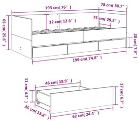 ΚΑΝΑΠΕΣ-ΚΡΕΒΑΤΙ ΜΕ ΣΥΡΤΑΡΙΑ SONOMA ΔΡΥΣ 75X190 ΕΚ. ΕΠΕΞ. ΞΥΛΟ 3280834