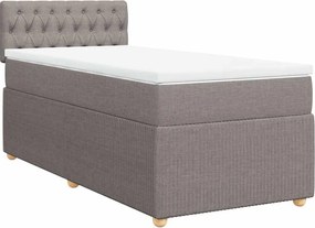vidaXL Κρεβάτι Boxspring με Στρώμα Taupe 100 x 200 εκ. Υφασμάτινο