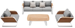 Σαλόνι Κήπου Wing-3 01-00-2842 (Σετ 4Τμχ) Με Μαξιλάρια Grey-Oak 5 Θέσεων