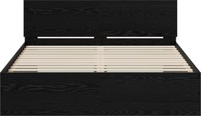 vidaXL Κρεβάτι με Κεφαλάρι Μαύρη Δρυς 135 x 190 cm Επεξεργασμένο ξύλο