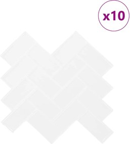 vidaXL Πλακάκι ψαροκόκαλο 10 τμχ. Λευκό 30 x 30 cm