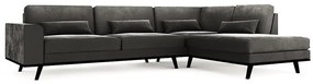 Γωνιακός Καναπές Seattle K106, Σκούρο γκρι, 291x202x85cm, Πόδια: Ξύλο, Ξύλο: Πεύκο | Epipla1.gr