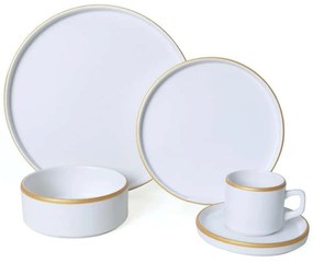 Σερβίτσιο Πιάτα Φαγητού (Σετ 20Τμχ) 275KRM2510 White-Gold Hermia 20 τμχ Ceramic