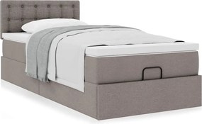 vidaXL Οθωμανικό κρεβάτι με στρώμα Taupe 100x200cm ύφασμα