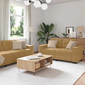 vidaXL Σετ Καναπέ με μαξιλάρι 3 pcs Καφέ 221 x 78 x 80 εκ Βελούδο