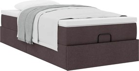 vidaXL Οθωμανικό κρεβάτι με στρώμα Σκούρο καφέ 80x200cm ύφασμα