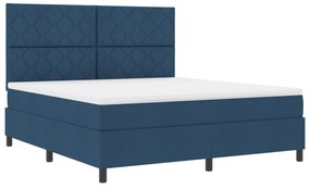 vidaXL Κρεβάτι Box Spring με Στρώμα Μπλε Σούπερ Κινγκ Ύφασμα
