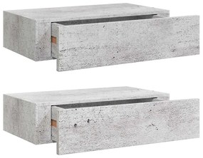 vidaXL Ράφια Τοίχου Συρτάρια 2 τεμ. Γκρι Σκυρ. 40x23,5x10 εκ από MDF