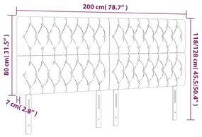 Κεφαλάρι Κρεβατιού LED Ανοιχτό Γκρι 200x7x118/128 εκ. Βελούδινο - Γκρι