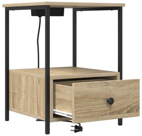 vidaXL Κομοδίνο με Σταθμό Φόρτισης με συρτάρι 2 pcs Sonoma Δρυς