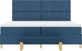 vidaXL Κρεβάτι με ελατήρια με κεφαλάρι Μπλε 200 x 200 cm ύφασμα
