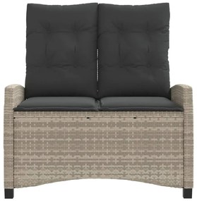 vidaXL Πάγκος Κήπου Ανακλινόμενος Αν. Γκρι Συνθετικό Ρατάν &amp; Μαξιλάρια