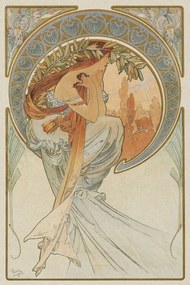 Αναπαραγωγή The Arts 4, Heavily Distressed (Beautiful Vintage Art Nouveau Lady) - Alfons / Alphonse Mucha