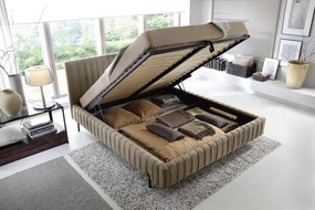 Επενδυμένο κρεβάτι Prallo-Ekrou-140 x 200