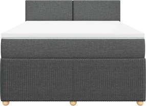 vidaXL Κρεβάτι Boxspring με Στρώμα Σκούρο Γκρι 140x200 εκ Υφασμάτινο