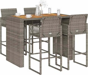 vidaXL Σετ μπαρ κήπου 5 τεμαχίων χωρίς μαξιλάρια Γκρί