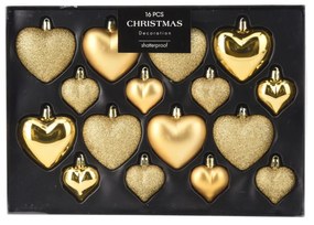 Χριστουγεννιάτικα Στολίδια (Σετ 16τμχ) K-M Heart Gold AVS101600